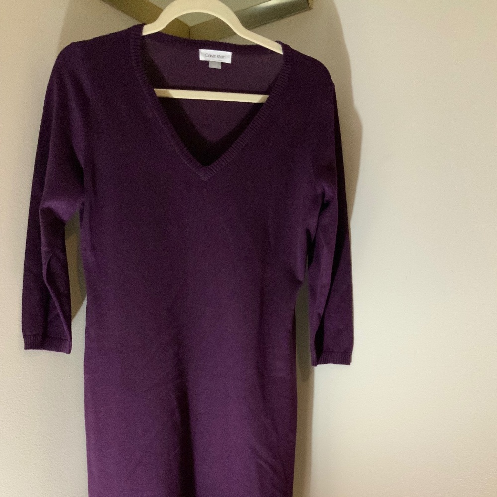 Calvin Klein Purple M Sweater Dress, Lightweight, Stretchy ‘Normcore Officecore